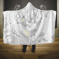 Polynesia Hammerhead Shark Hooded Blanket Tropical Flowers Tribal Pattern White LT05 - Polynesian Pride