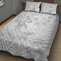 Polynesia Hammerhead Shark Quilt Bed Set Tropical Flowers Tribal Pattern White LT05 - Polynesian Pride