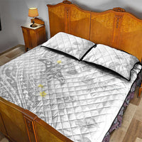 Polynesia Hammerhead Shark Quilt Bed Set Tropical Flowers Tribal Pattern White LT05 - Polynesian Pride