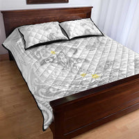 Polynesia Hammerhead Shark Quilt Bed Set Tropical Flowers Tribal Pattern White LT05 - Polynesian Pride