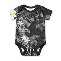 Polynesia Hammerhead Shark Baby Onesie Tropical Flowers Tribal Pattern Black LT05 Black - Polynesian Pride