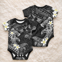 Polynesia Hammerhead Shark Baby Onesie Tropical Flowers Tribal Pattern Black LT05 - Polynesian Pride