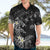 Polynesia Hammerhead Shark Hawaiian Shirt Tropical Flowers Tribal Pattern Black