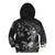 Polynesia Hammerhead Shark Kid Hoodie Tropical Flowers Tribal Pattern Black