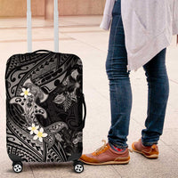 Polynesia Hammerhead Shark Luggage Cover Tropical Flowers Tribal Pattern Black LT05 Black - Polynesian Pride