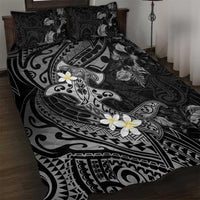 Polynesia Hammerhead Shark Quilt Bed Set Tropical Flowers Tribal Pattern Black LT05 Black - Polynesian Pride