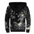 Polynesia Hammerhead Shark Sherpa Hoodie Tropical Flowers Tribal Pattern Black