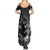 Polynesia Hammerhead Shark Summer Maxi Dress Tropical Flowers Tribal Pattern Black