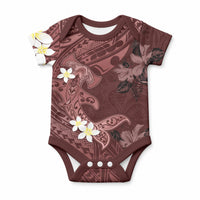 Polynesia Hammerhead Shark Baby Onesie Tropical Flowers Tribal Pattern Oxblood LT05 Oxblood - Polynesian Pride