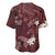 Polynesia Hammerhead Shark Baseball Jersey Tropical Flowers Tribal Pattern Oxblood