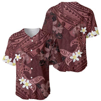 Polynesia Hammerhead Shark Baseball Jersey Tropical Flowers Tribal Pattern Oxblood