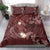 Polynesia Hammerhead Shark Bedding Set Tropical Flowers Tribal Pattern Oxblood