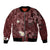 Polynesia Hammerhead Shark Bomber Jacket Tropical Flowers Tribal Pattern Oxblood