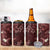 Polynesia Hammerhead Shark 4 in 1 Can Cooler Tumbler Tropical Flowers Tribal Pattern Oxblood