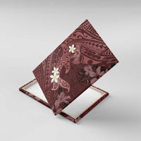 Polynesia Hammerhead Shark Canvas Wall Art Tropical Flowers Tribal Pattern Oxblood