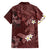 Polynesia Hammerhead Shark Hawaiian Shirt Tropical Flowers Tribal Pattern Oxblood