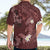 Polynesia Hammerhead Shark Hawaiian Shirt Tropical Flowers Tribal Pattern Oxblood