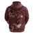 Polynesia Hammerhead Shark Hoodie Tropical Flowers Tribal Pattern Oxblood