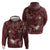 Polynesia Hammerhead Shark Hoodie Tropical Flowers Tribal Pattern Oxblood