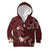 Polynesia Hammerhead Shark Kid Hoodie Tropical Flowers Tribal Pattern Oxblood