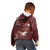 Polynesia Hammerhead Shark Kid Hoodie Tropical Flowers Tribal Pattern Oxblood