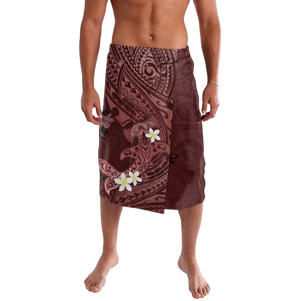 Polynesia Hammerhead Shark Lavalava Tropical Flowers Tribal Pattern Oxblood