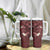 Polynesia Hammerhead Shark Tumbler With Handle Tropical Flowers Tribal Pattern Oxblood