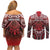 Personalised New Zealand Aotearoa Couples Matching Off Shoulder Short Dress and Long Sleeve Button Shirt Te Reo Maori Ake Ake Ake - Polynesian Pride
