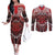 Personalised New Zealand Aotearoa Couples Matching Off The Shoulder Long Sleeve Dress and Long Sleeve Button Shirt Te Reo Maori Ake Ake Ake - Polynesian Pride