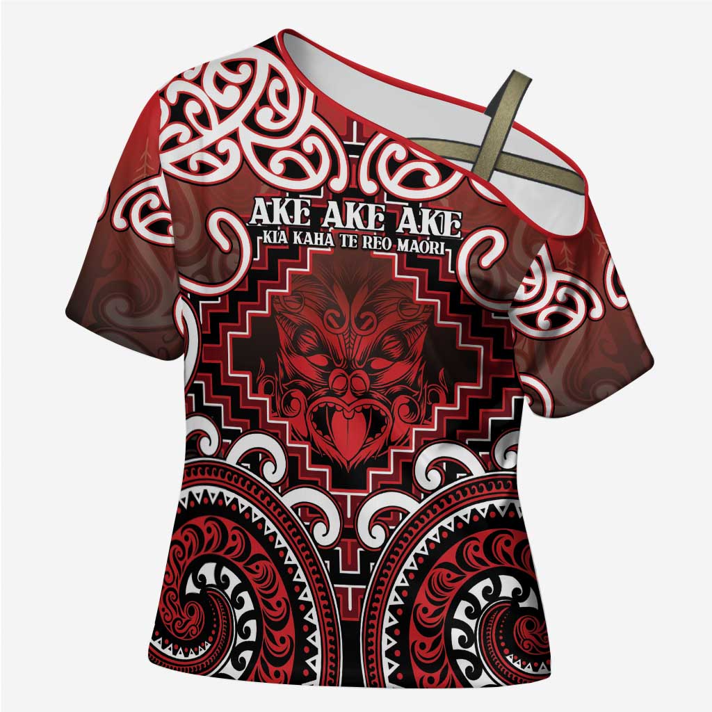 Personalised New Zealand Aotearoa Cross Shoulder Shirt Te Reo Maori Ake Ake Ake - Polynesian Pride