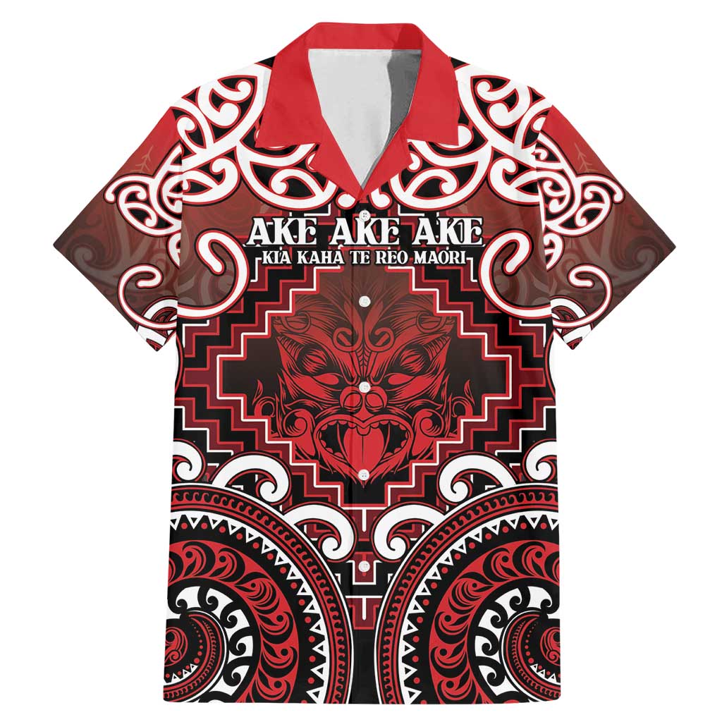 Personalised New Zealand Aotearoa Family Matching Mermaid Dress and Hawaiian Shirt Te Reo Maori Ake Ake Ake LT05 Dad's Shirt - Short Sleeve Red - Polynesian Pride