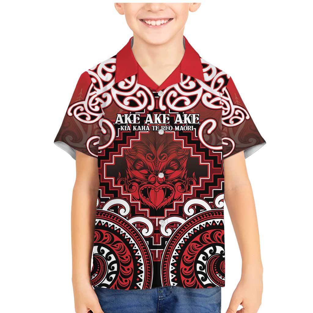 Personalised New Zealand Aotearoa Family Matching Mermaid Dress and Hawaiian Shirt Te Reo Maori Ake Ake Ake LT05 Son's Shirt Red - Polynesian Pride