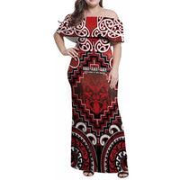 Personalised New Zealand Aotearoa Family Matching Off Shoulder Maxi Dress and Hawaiian Shirt Te Reo Maori Ake Ake Ake - Polynesian Pride