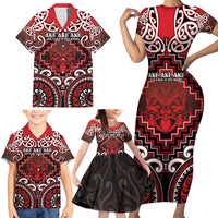 Personalised New Zealand Aotearoa Family Matching Short Sleeve Bodycon Dress and Hawaiian Shirt Te Reo Maori Ake Ake Ake LT05 - Polynesian Pride