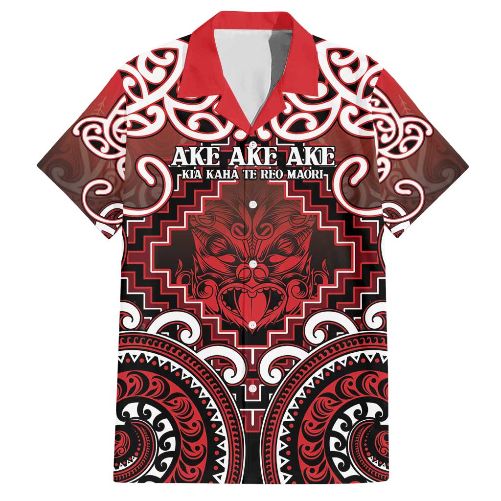 Personalised New Zealand Aotearoa Family Matching Short Sleeve Bodycon Dress and Hawaiian Shirt Te Reo Maori Ake Ake Ake LT05 Dad's Shirt - Short Sleeve Red - Polynesian Pride