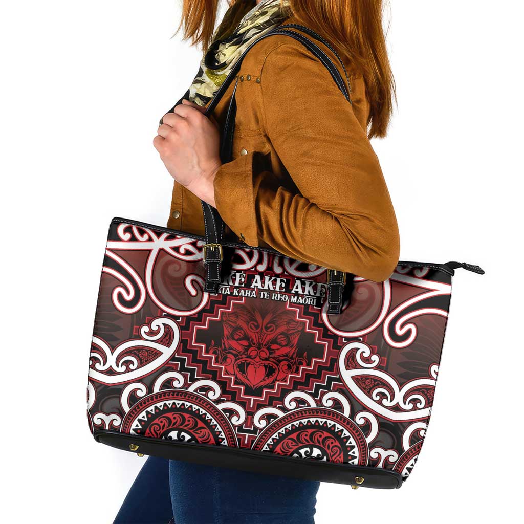 New Zealand Aotearoa Leather Tote Bag Te Reo Maori Ake Ake Ake - Polynesian Pride