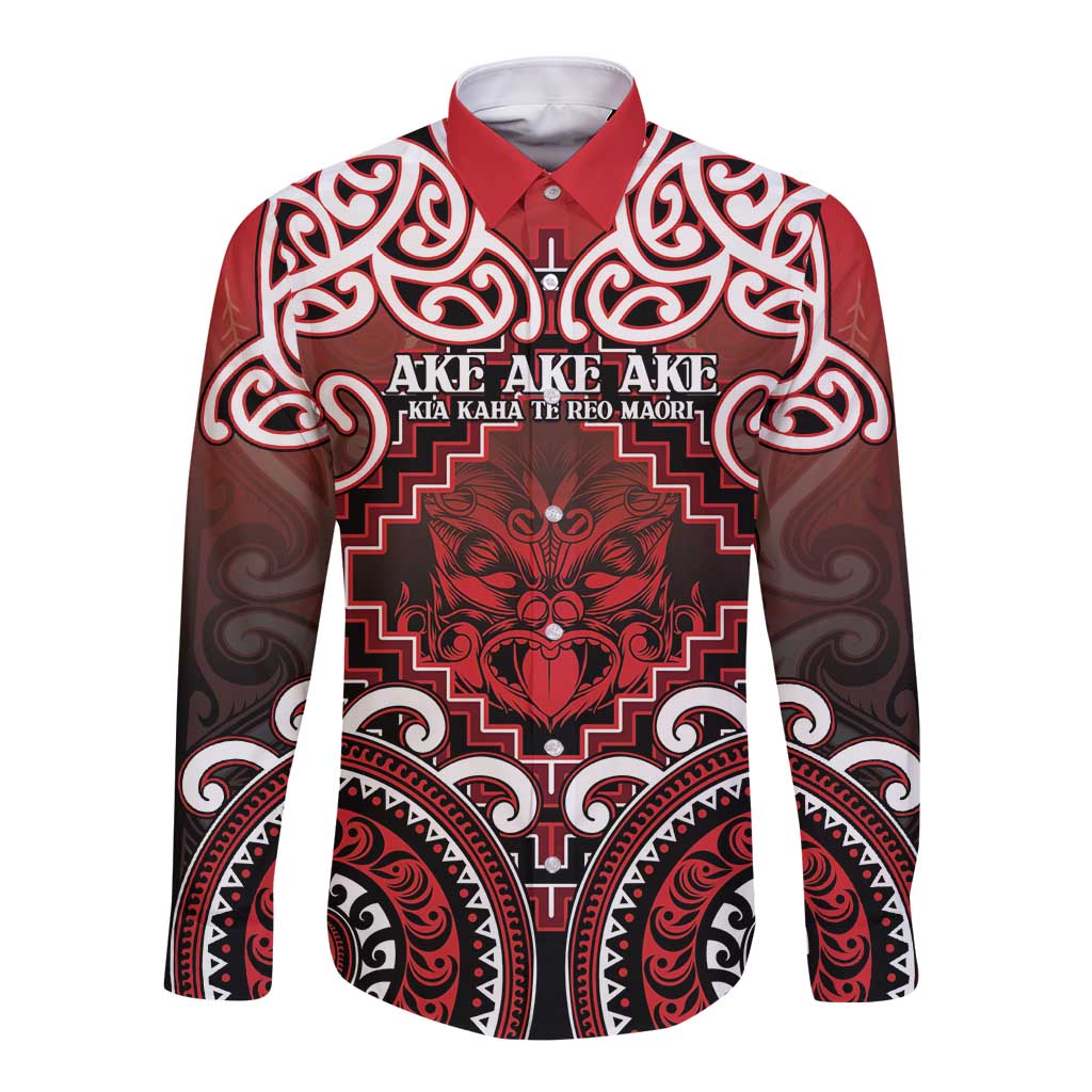 Personalised New Zealand Aotearoa Long Sleeve Button Shirt Te Reo Maori Ake Ake Ake - Polynesian Pride