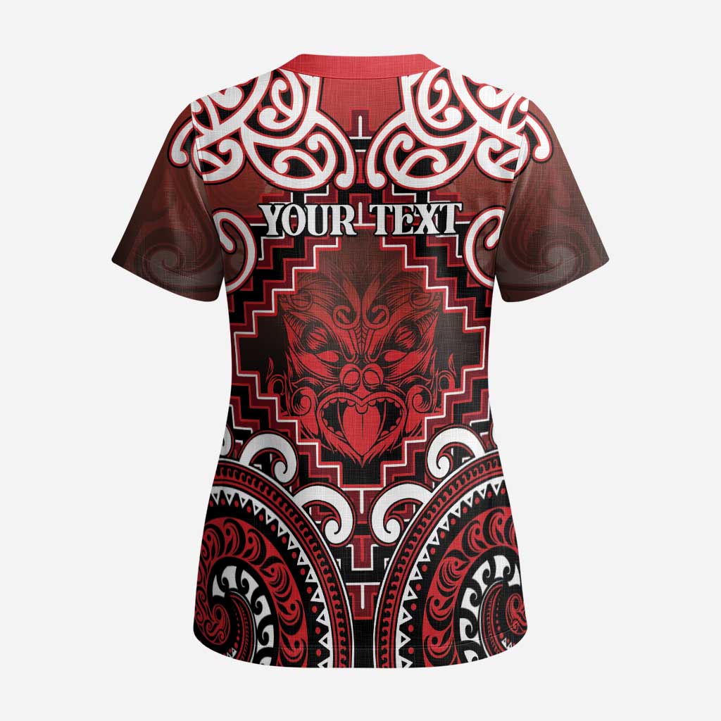 Personalised New Zealand Aotearoa Scrub Top Te Reo Maori Ake Ake Ake - Polynesian Pride