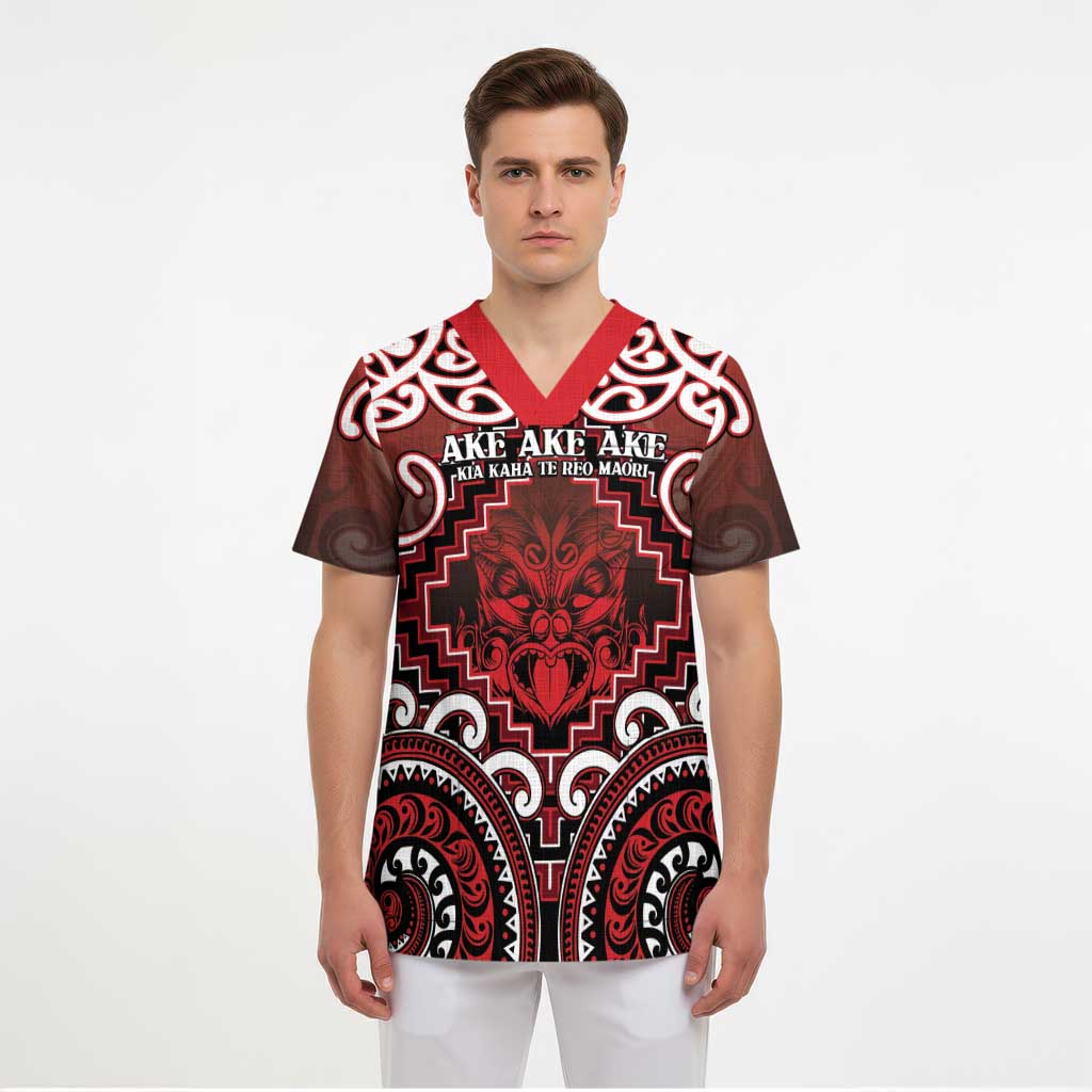 Personalised New Zealand Aotearoa Scrub Top Te Reo Maori Ake Ake Ake - Polynesian Pride