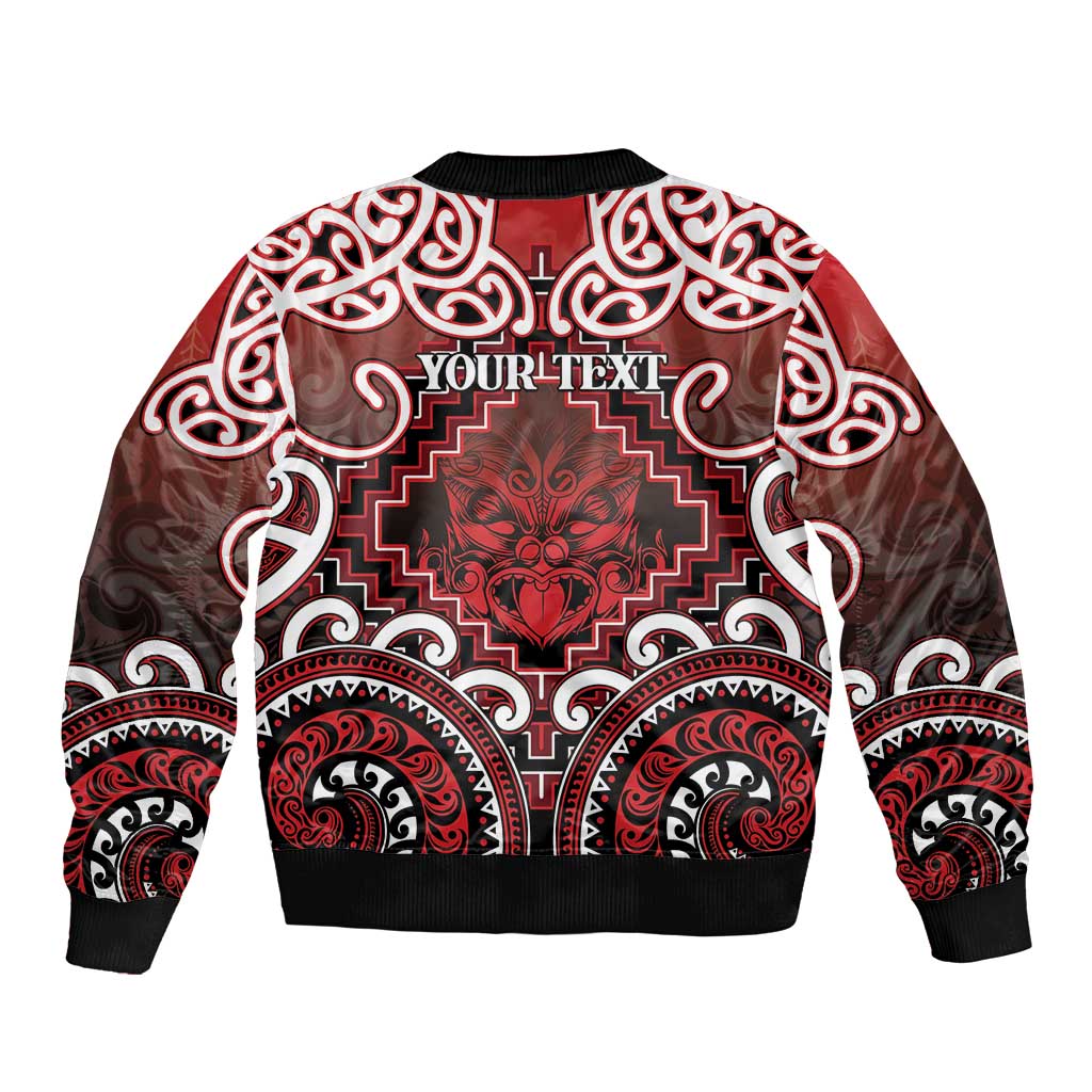 Personalised New Zealand Aotearoa Sleeve Zip Bomber Jacket Te Reo Maori Ake Ake Ake - Polynesian Pride