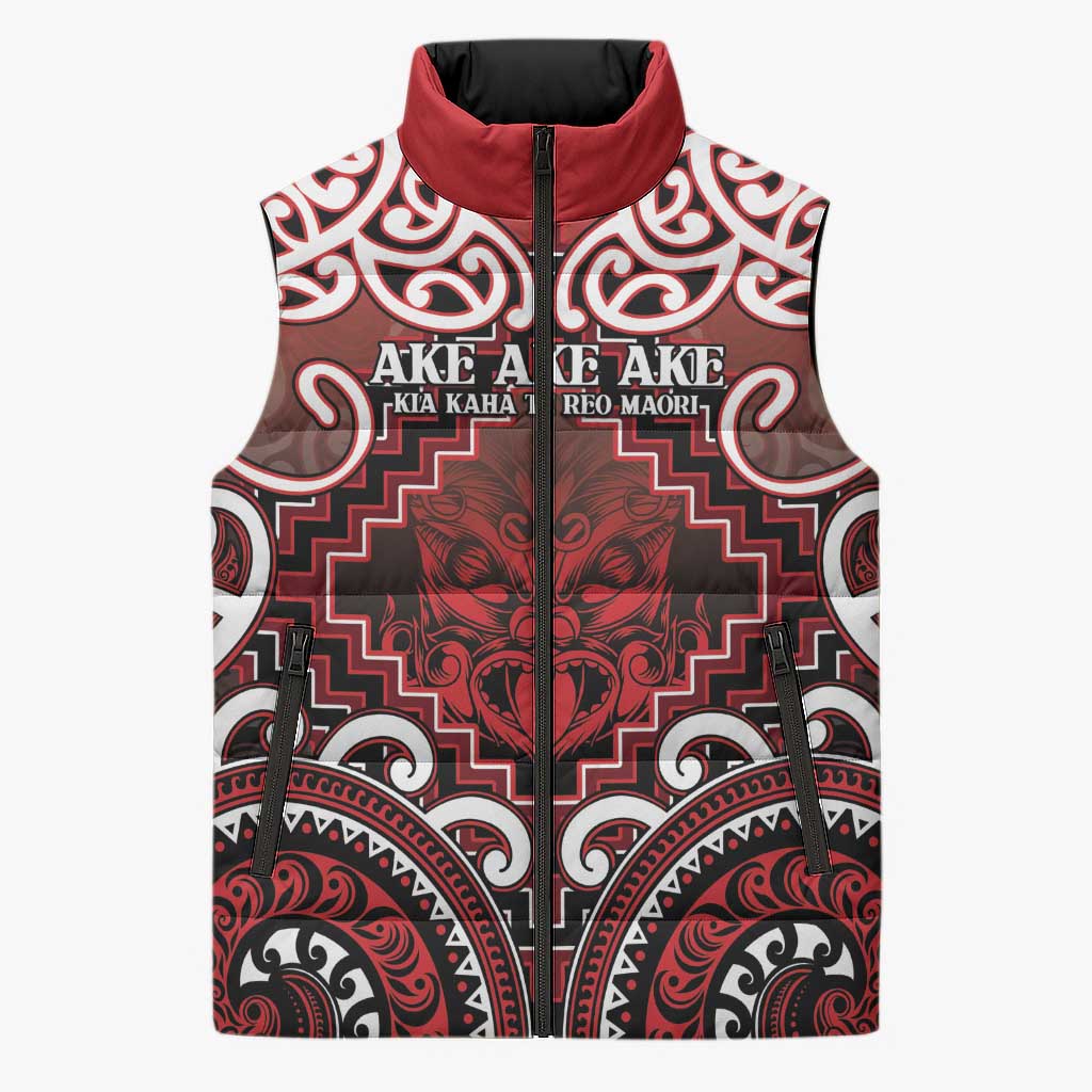 Personalised New Zealand Aotearoa Sleeveless Puffer Jacket Te Reo Maori Ake Ake Ake - Polynesian Pride