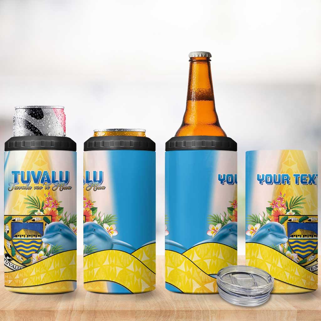 Personalised Tuvalu Independence Day 4 in 1 Can Cooler Tumbler Tuvalu Mo Te Atua - Polynesian Pride