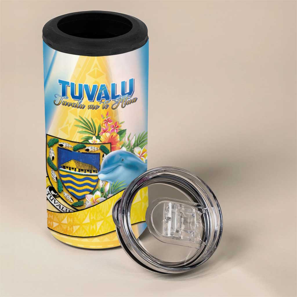 Personalised Tuvalu Independence Day 4 in 1 Can Cooler Tumbler Tuvalu Mo Te Atua - Polynesian Pride