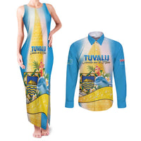 Personalised Tuvalu Independence Day Couples Matching Tank Maxi Dress and Long Sleeve Button Shirt Tuvalu Mo Te Atua - Polynesian Pride