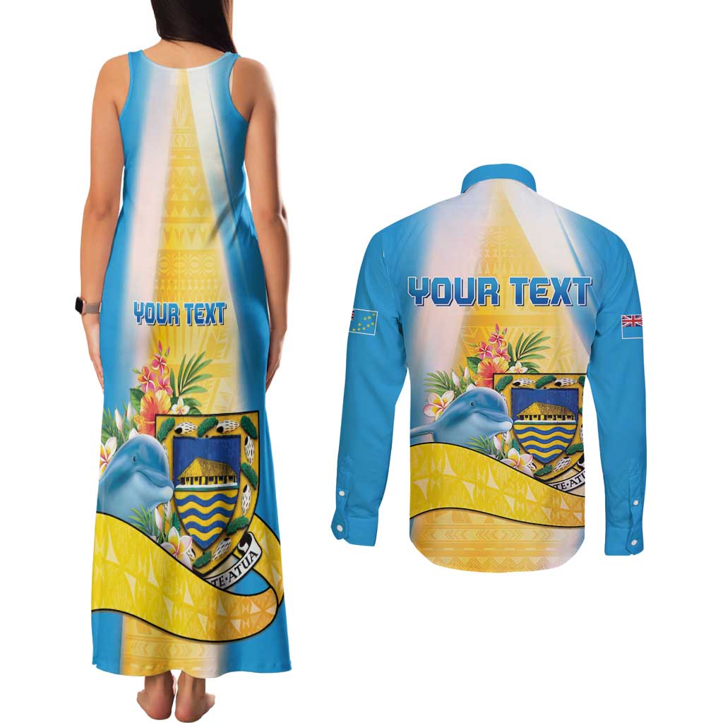 Personalised Tuvalu Independence Day Couples Matching Tank Maxi Dress and Long Sleeve Button Shirt Tuvalu Mo Te Atua - Polynesian Pride