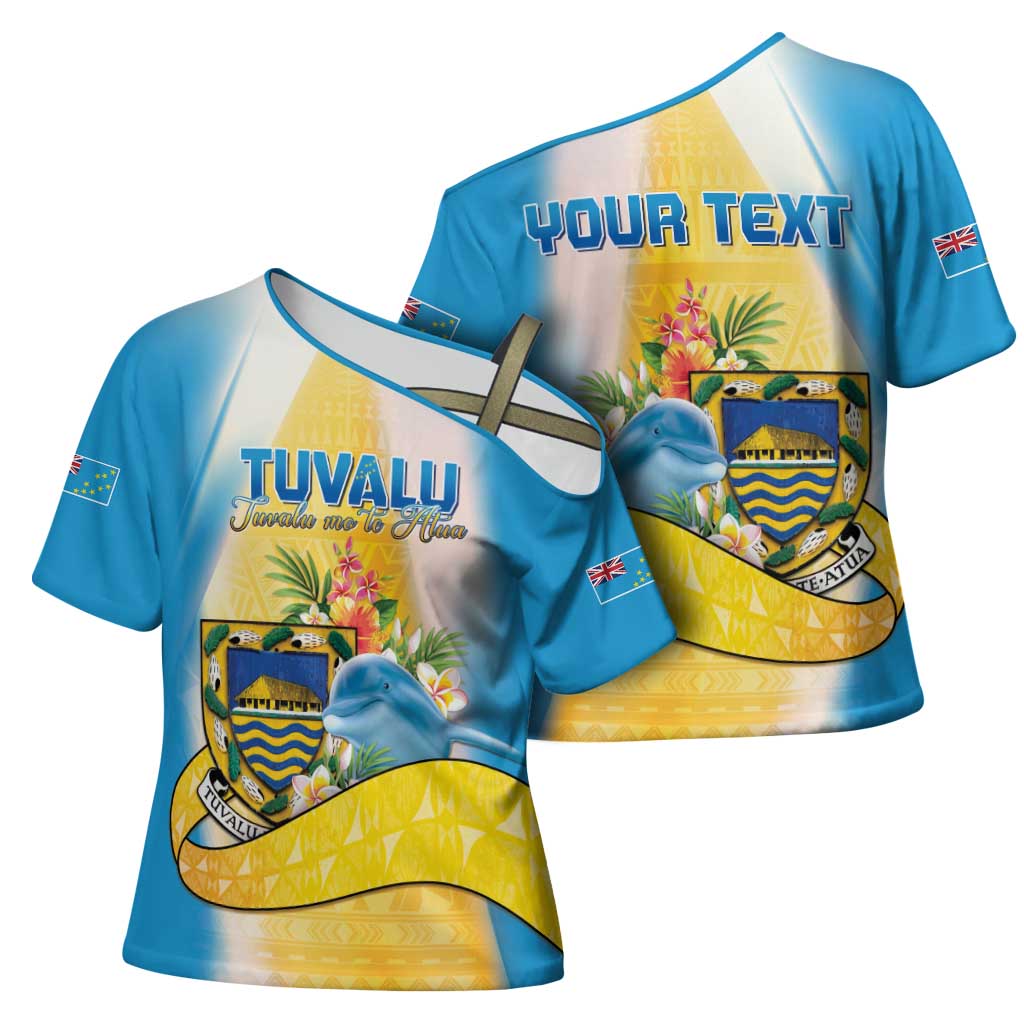 Personalised Tuvalu Independence Day Cross Shoulder Shirt Tuvalu Mo Te Atua - Polynesian Pride