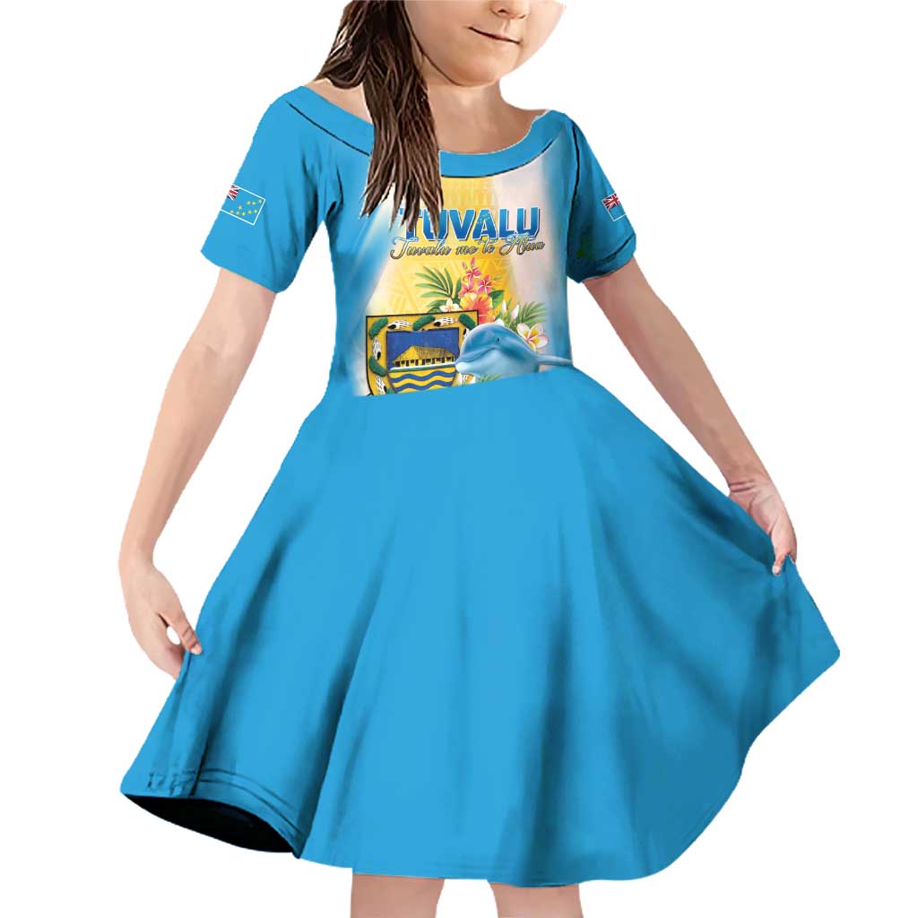 Personalised Tuvalu Independence Day Family Matching Off Shoulder Short Dress and Hawaiian Shirt Tuvalu Mo Te Atua - Polynesian Pride