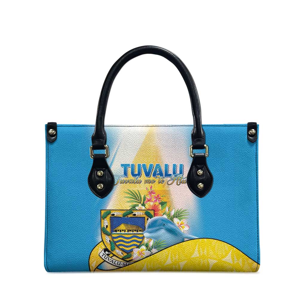 Tuvalu Independence Day Leather Bag Tuvalu Mo Te Atua - Polynesian Pride