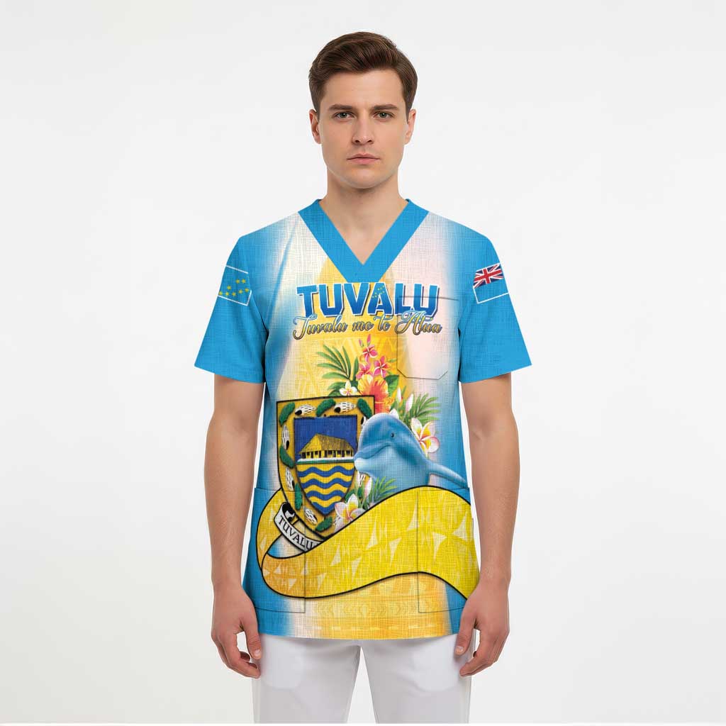 Personalised Tuvalu Independence Day Scrub Top Tuvalu Mo Te Atua - Polynesian Pride