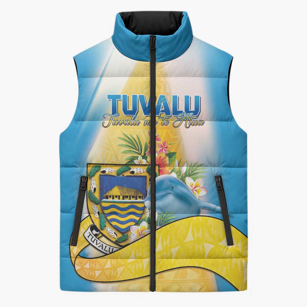 Personalised Tuvalu Independence Day Sleeveless Puffer Jacket Tuvalu Mo Te Atua - Polynesian Pride